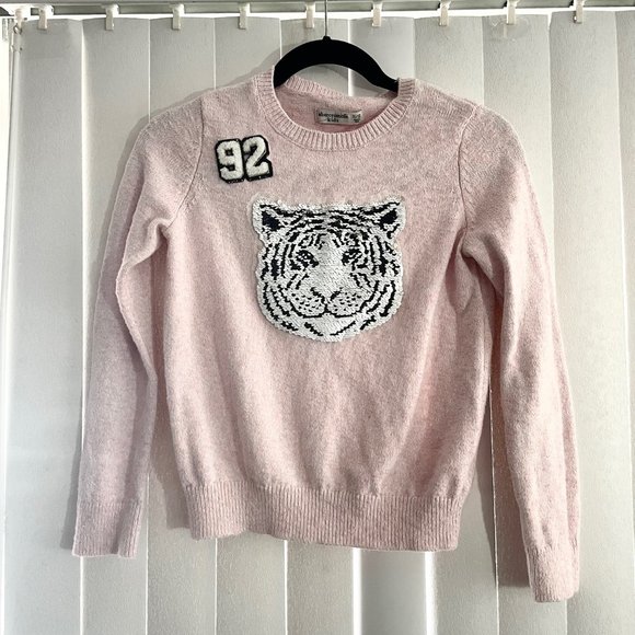 Abercrombie Kids size 11/12 Pink Sweater with tiger - Picture 1 of 4